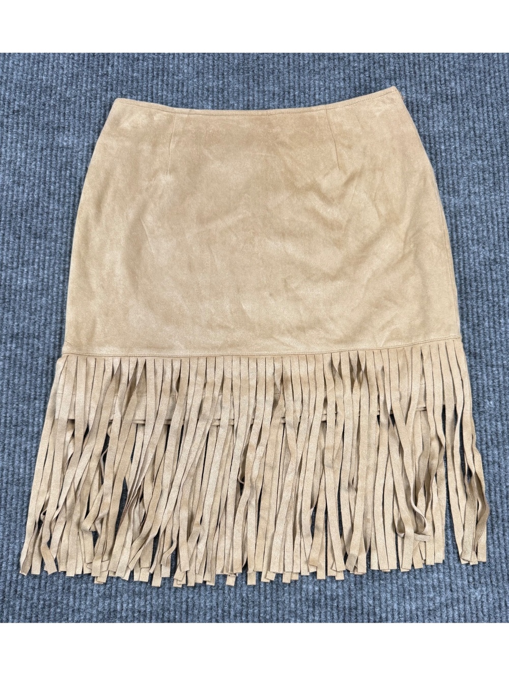 Gianni Bini Womens Small Tan Faux Suede Fringe Skirt Western Boho